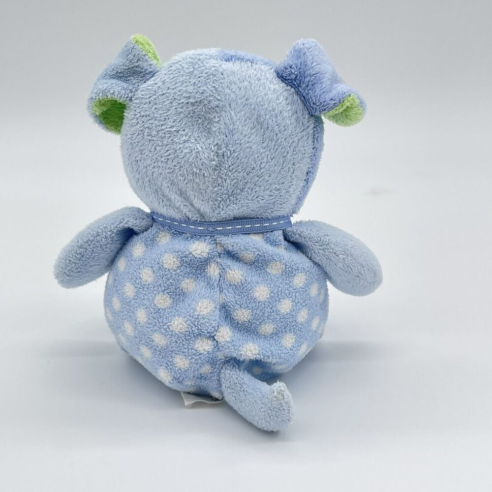 Carters Prestige Toy 7" Blue Green Polka Dot Puppy Dog Baby Plush Barking - Picture 5 of 9